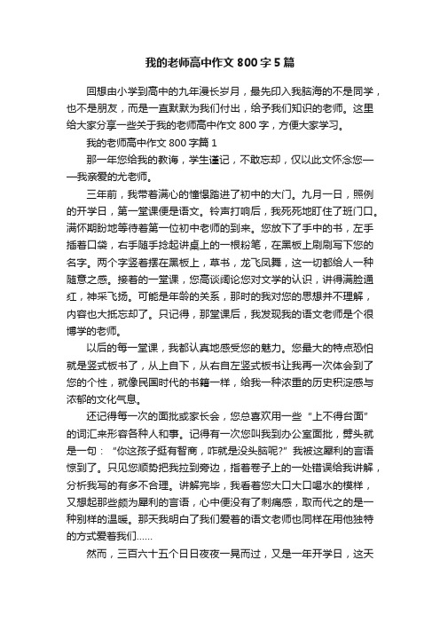 我的老师高中作文800字5篇