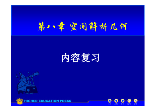 高数第八章空间解析几何复习ppt