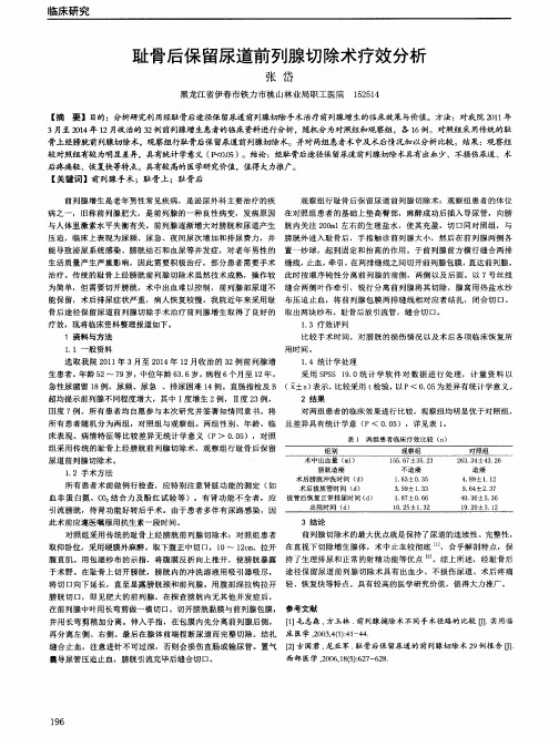 耻骨后保留尿道前列腺切除术疗效分析