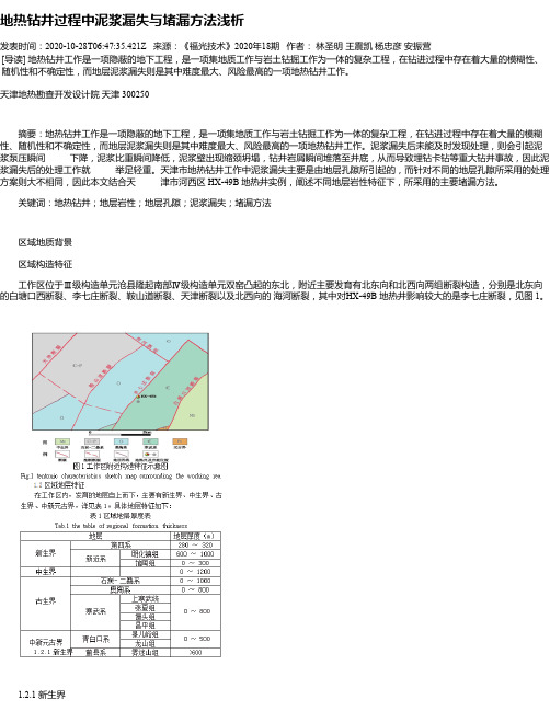 地热钻井过程中泥浆漏失与堵漏方法浅析