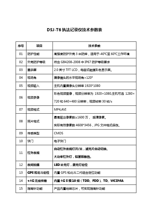 DSJ-T6执法记录仪技术参数功能