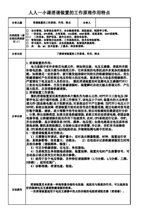 人人一小课消谐装置的工作原理作用特点