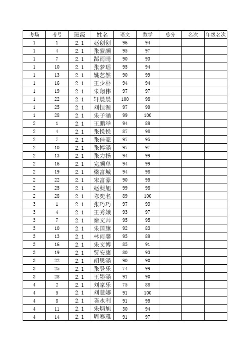 二年级登分表 (2)