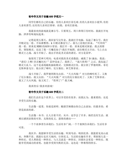 初中作文关于乐趣600字范文4篇