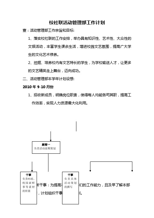 (工作计划)校社联工作计划