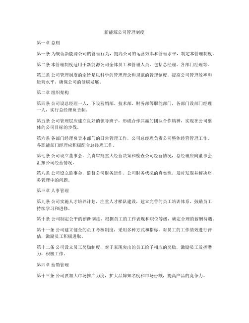 新能源公司管理制度