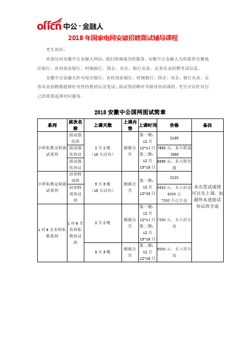 2018年国家电网安徽招聘面试辅导课程