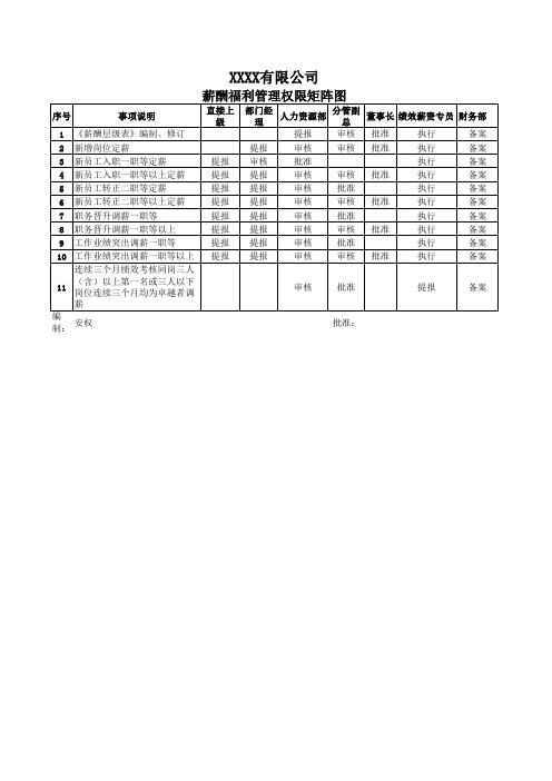 《薪酬福利管理权限矩阵图》