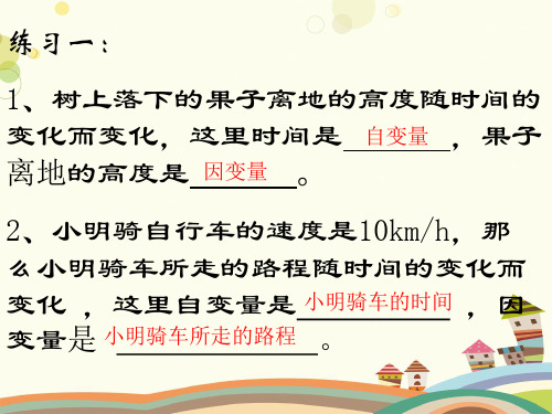 初中数学北师大七年级下册第四章变量之间的关系变量的关系复习PPT