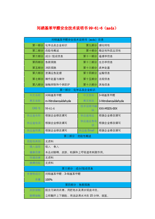 间硝基苯甲醛安全技术说明书99-61-6(msds)