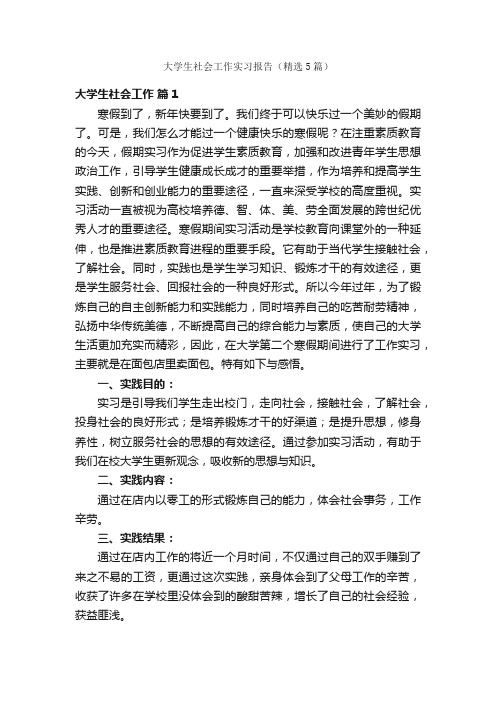 大学生社会工作实习报告(精选5篇)
