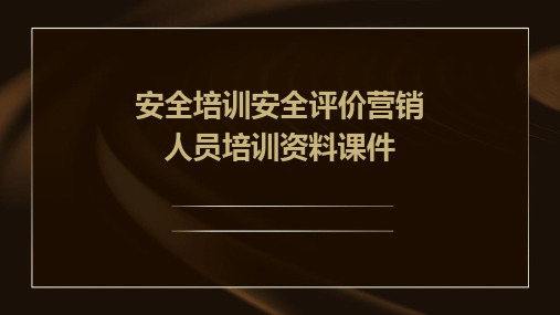 安全培训：安全评价营销人员培训资料课件