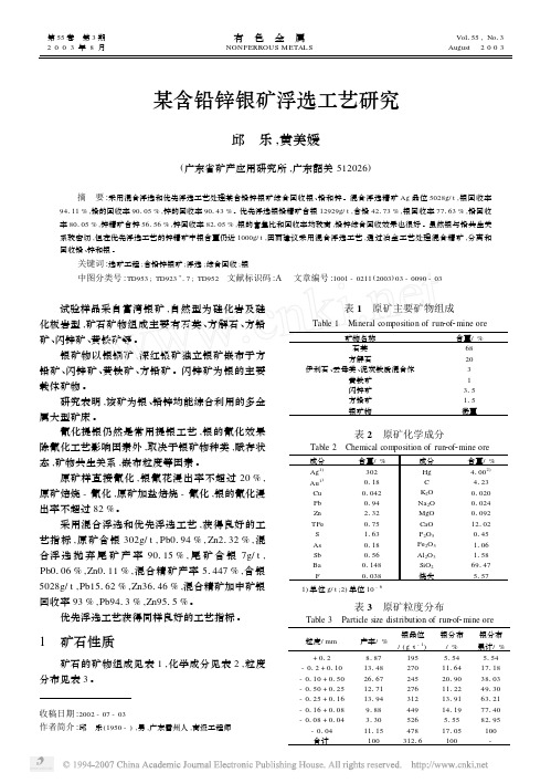 某含铅锌银矿浮选工艺研究