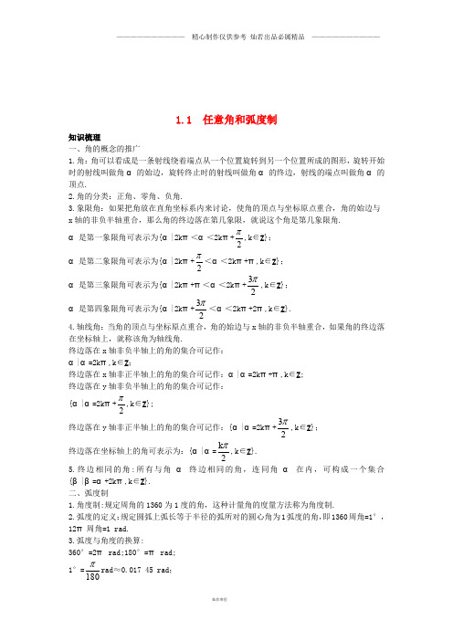 高中数学第一章三角函数1.1任意角和蝗制知识导航学案新人教A版必修83.doc