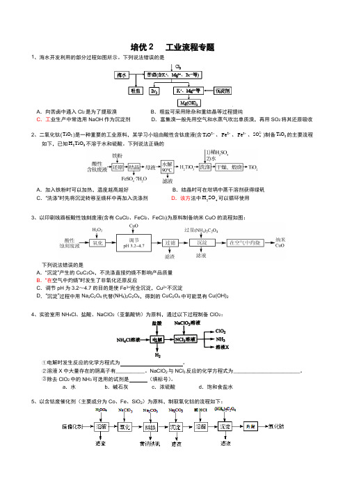 2025届高三化学三轮复习  培优2  工业流程专题+综合练习