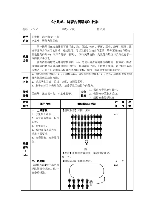 小学体育《小足球：脚背内侧踢球》教案