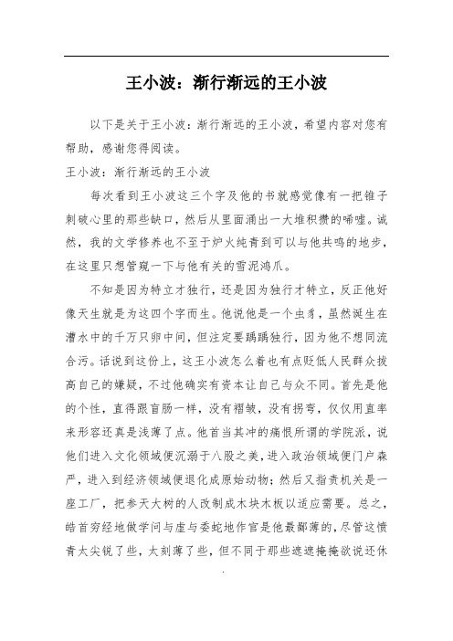 王小波：渐行渐远的王小波