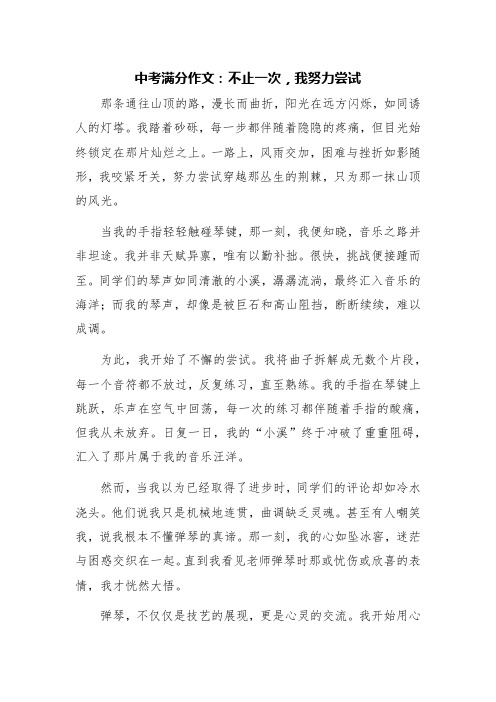 中考满分作文：不止一次,我努力尝试