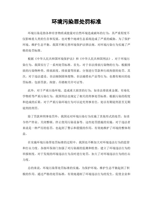 环境污染罪处罚标准