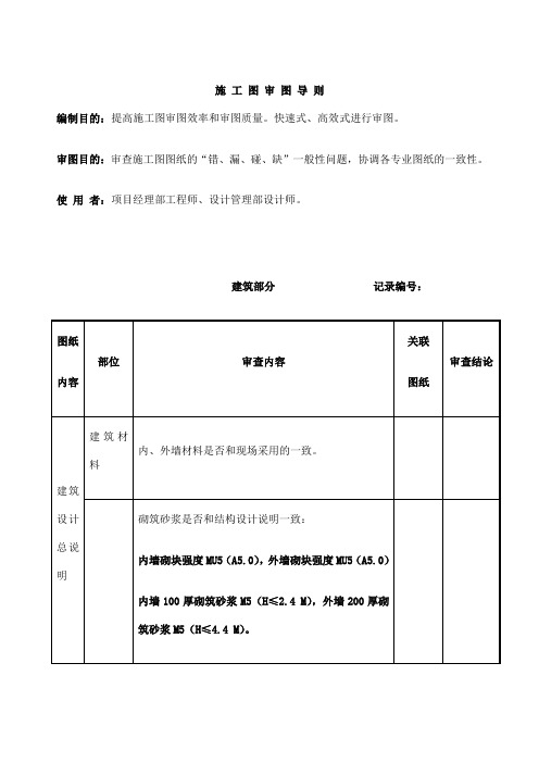 万科施工图审图导则筑部分