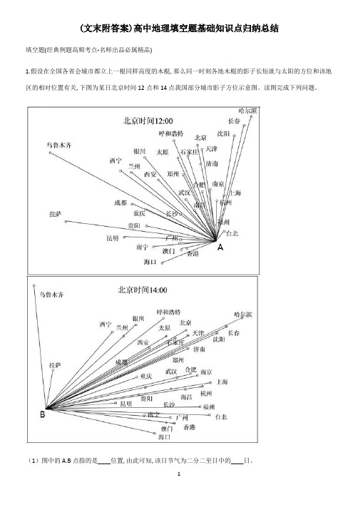 (文末附答案)高中地理填空题基础知识点归纳总结