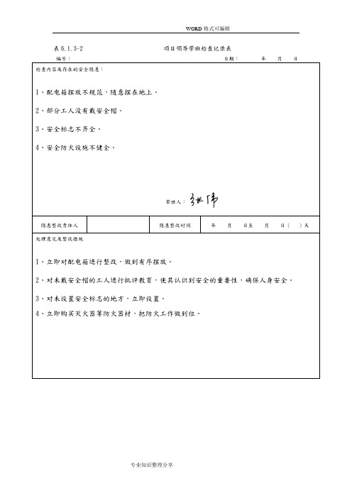 项目经理带班记录文本