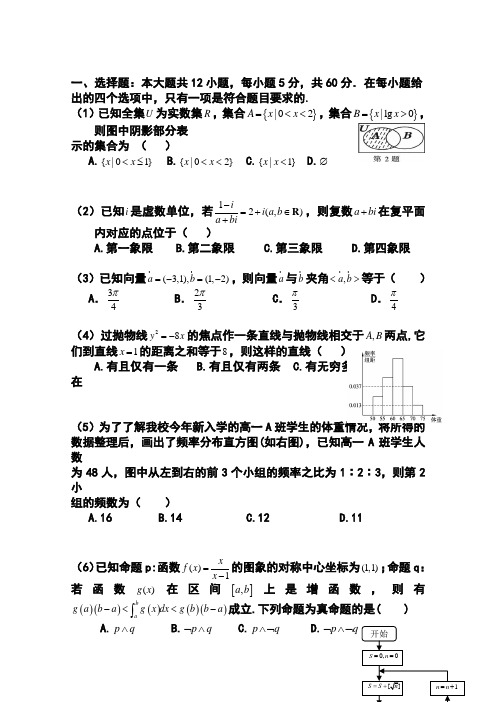 2018届辽宁省沈阳市东北育才学校高三第五次模拟考试 理科数学试题及答案