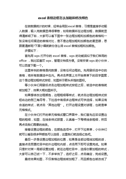 excel表格边框怎么加粗和修改颜色