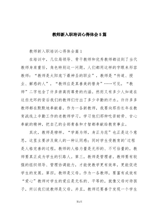 教师新入职培训心得体会5篇