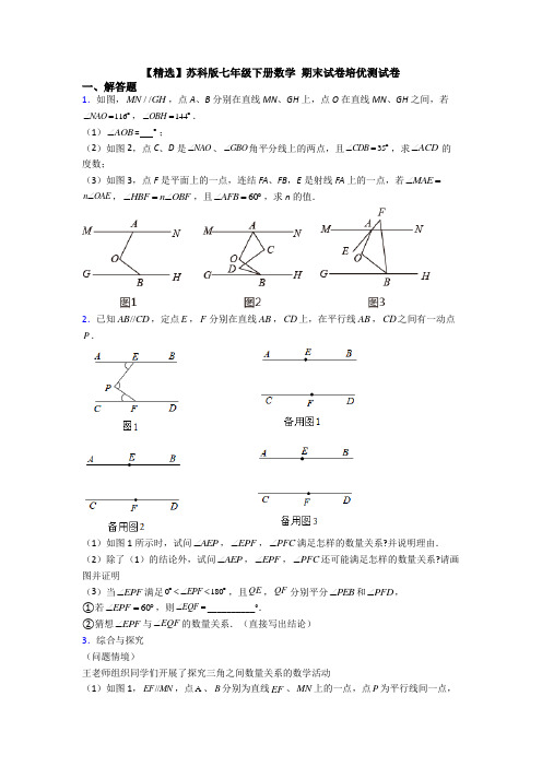 【精选】苏科版七年级下册数学 期末试卷培优测试卷