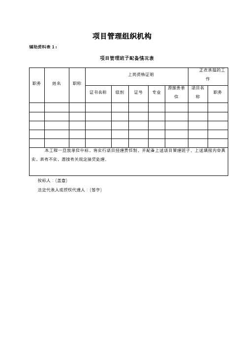 项目管理组织机构用表(全套)