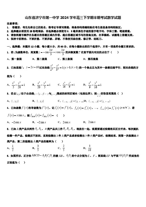 山东省济宁市第一中学2024学年高三下学期半期考试数学试题