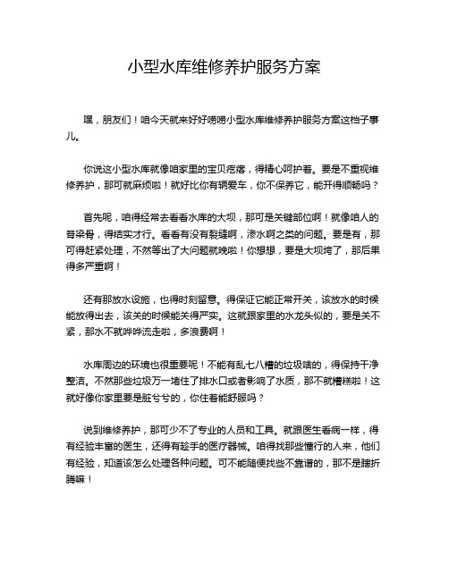 小型水库维修养护服务方案