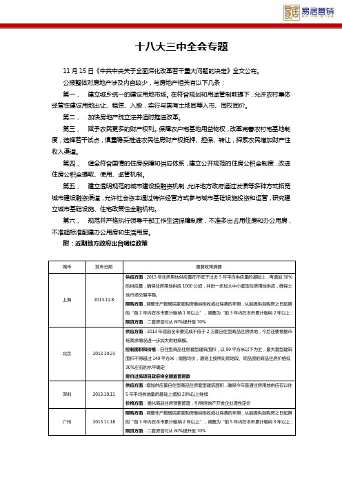 十八届三中全会房地产政策解读