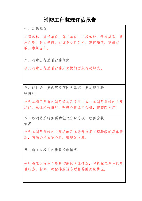 消防工程监理评估报告