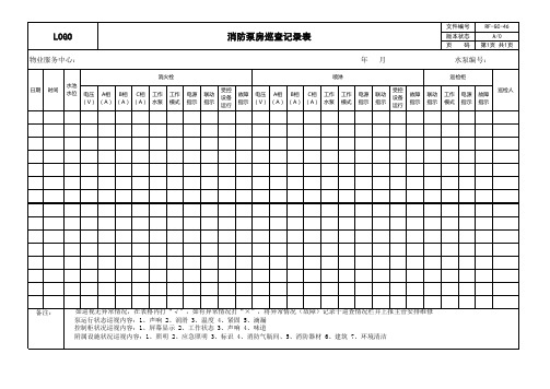 消防水泵房运行记录表