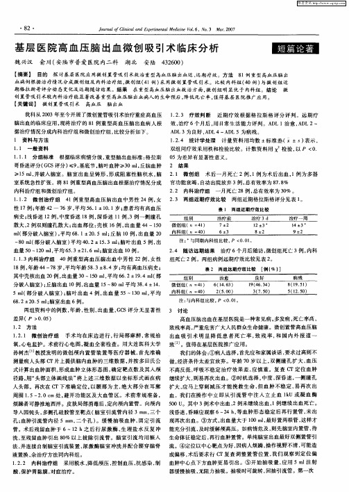 基层医院高血压脑出血微创吸引术临床分析