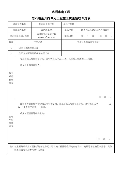 溢洪道质量评定