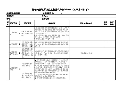 美容美发评审表