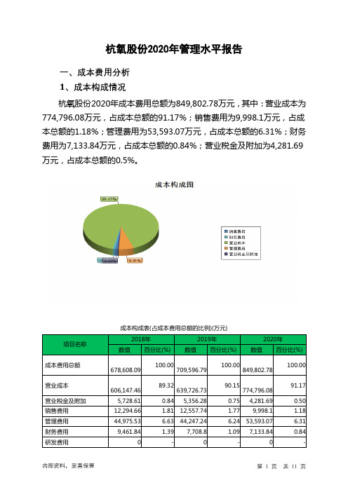 杭氧股份2020年管理水平报告