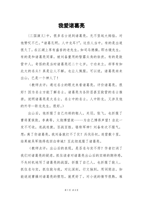 我爱诸葛亮_高二作文