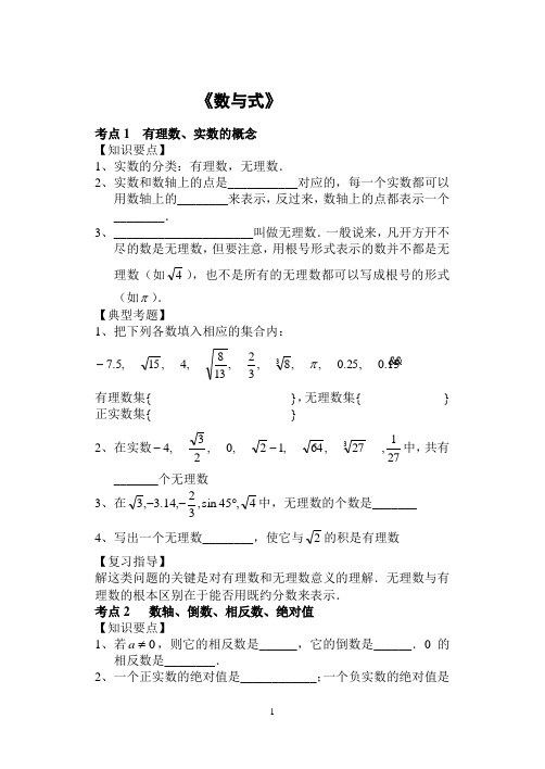 新课标九年级数学中考复习强效提升分数精华版 《数与式》