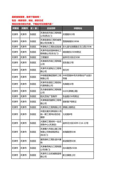 新版天津市天津市东丽区建筑工程企业公司商家户名录单联系方式地址大全523家