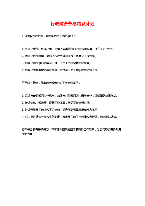 行政综合部总结及计划