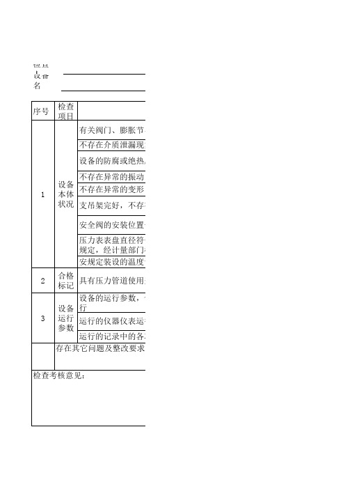 压力管道安全检查表