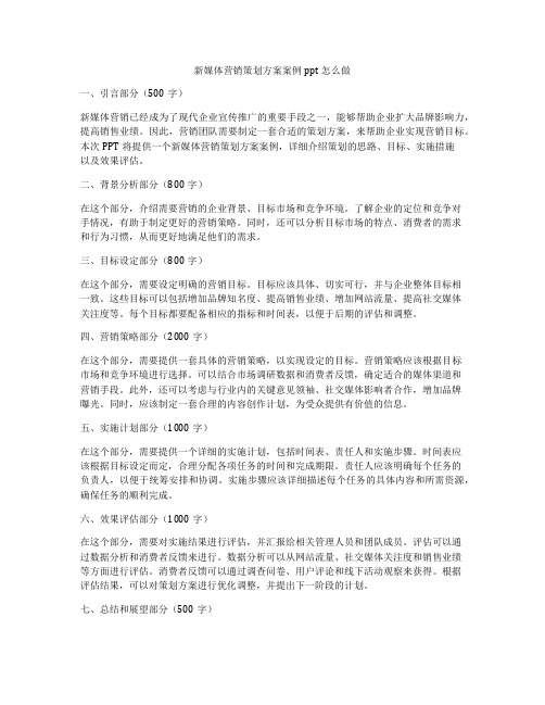 新媒体营销策划方案案例ppt怎么做