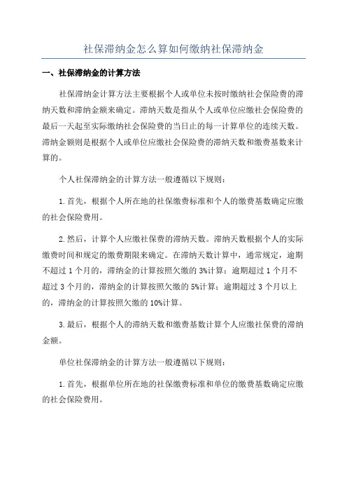 社保滞纳金怎么算如何缴纳社保滞纳金