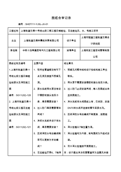 图纸会审给排水