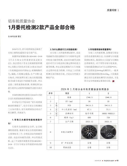 铝车轮质量协会_1月委托检测2款产品全部合格