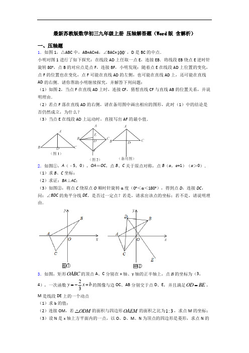 最新苏教版数学初三九年级上册 压轴解答题(Word版 含解析)